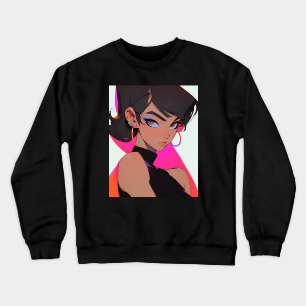 Feisty Fashionista - Pop Art Portrait - AI Crewneck Sweatshirt by souloff